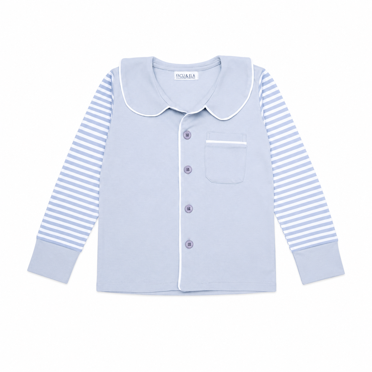 PIJAMA BOTONES CUELLO GRIS