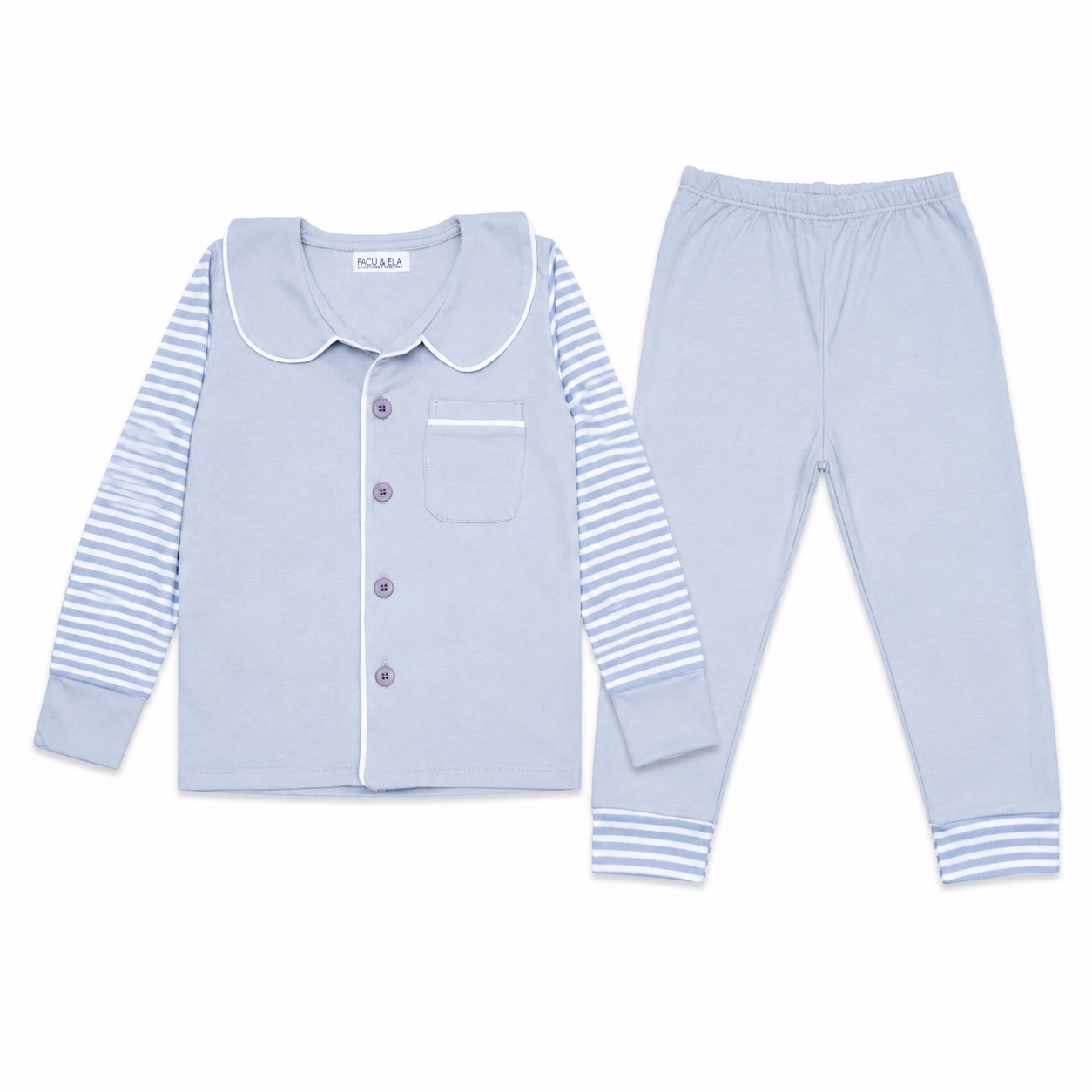 PIJAMA BOTONES CUELLO GRIS